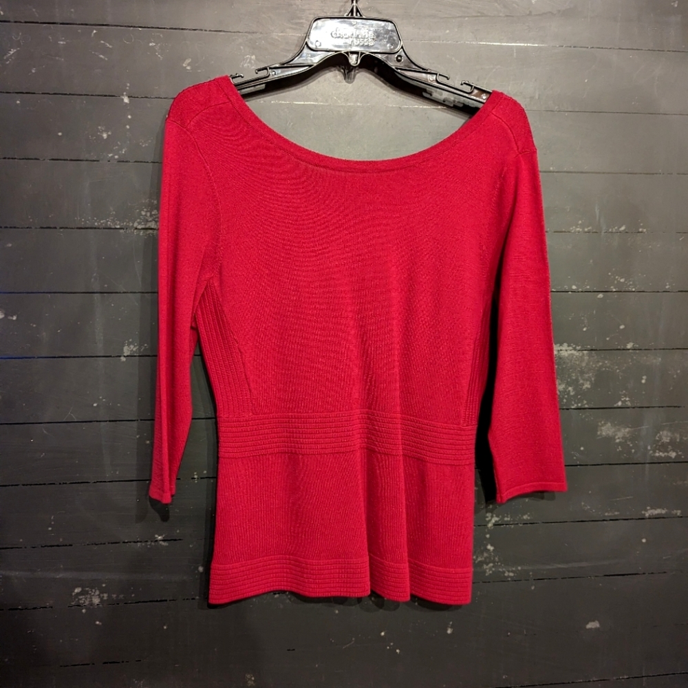 WHBM Pink Crew Neck Top with Stitch Detail